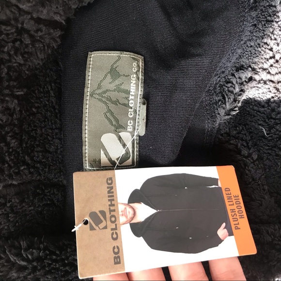 BC Clothing Men's Black Quilted Plush Lined Hoodie - Picture 16 of 16